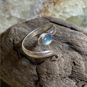 Aqua Chalcedony Gemstone Ring, Dainty, Adjustable, perfect for a Pinky ring!